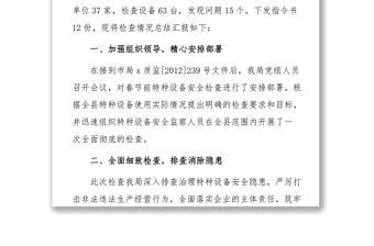 公文大全:县质监局春节前特种设备安全检查工作总结汇报