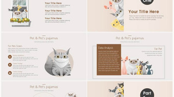 【动物家族】猫咪动物可爱趣味俏皮PPT模板