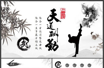 天道酬勤中國武術精神PPT模板