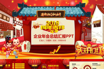 狗年大吉喜慶中國風年會慶典頒獎晚會PPT