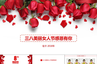 三八魅力女人節(jié)玫瑰花朵PPT模板