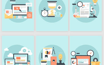 9款矢量PPT扁平化商務辦公插圖元素