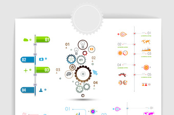 12款矢量商务PPT时间轴数据统计图表