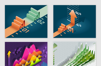 8款矢量立体数据统计ppt图表