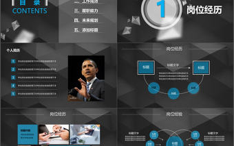 黑色藍(lán)色個人簡歷公司崗位競聘PPT模板