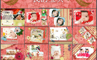 歐美流行兒童拼貼畫相冊(cè)照片展示PPT模板
