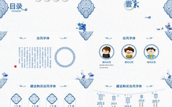 中國風青花瓷水墨PPT模板