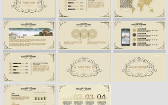 項目策劃歐式復古奢華金褐色PPT模板