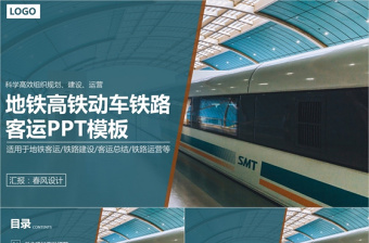 地鐵高鐵動車鐵路客運專線PPT模板