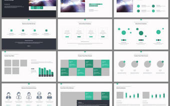 科技感歐美灰綠配色商務(wù)PPT模板