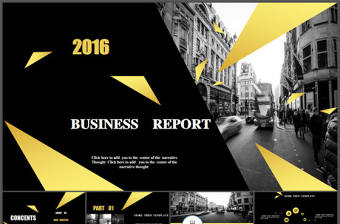 炫酷時尚黑金歐美風PPT模板