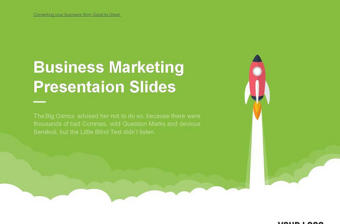 綠色扁平卡通風(fēng)火箭科技感商務(wù)PPT模板