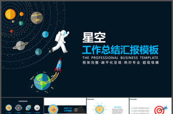 創意太空漫步工作總結PPT模板