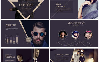 時尚風格高端品牌服裝展示PPT模板