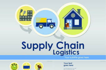 物流行業扁平化卡通ppt模板