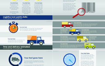 物流行業扁平化卡通ppt模板