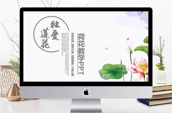 獨愛蓮花荷頁創意教學PPT模板