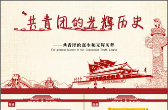 五四青年節共青團光輝歷史PPT模板