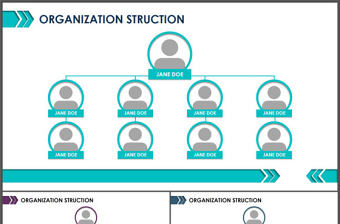 組織架構圖-商業圖表-商務實用清新藍綠