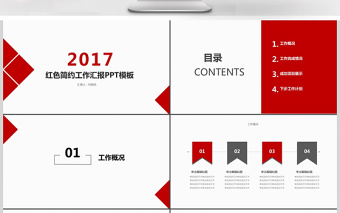 紅色商務(wù)簡約工作匯報(bào)ppt模板