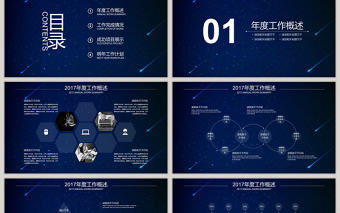 炫酷科技藍色背景工作總結新年匯報PPT