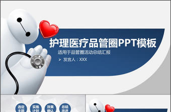 藍色簡約護理品管圈工作總結成果匯報PPT