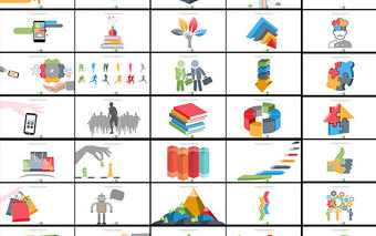 90個ppt繪制的圖形圖標PPT素材模板