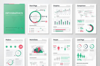 商務PPT圖形圖表海報DM單矢量設計