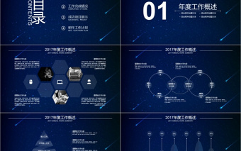 炫酷科技蓝色背景工作总结新年汇报PPT