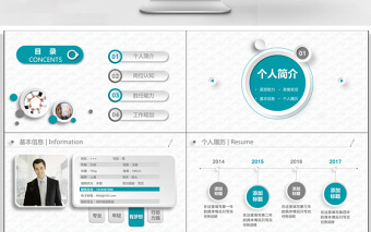 微立體個人簡歷崗位競聘述職報告PPT模板