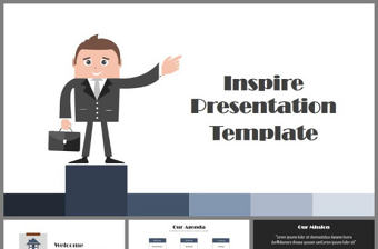 人物灰藍冷色調商務營銷報告PPT模板