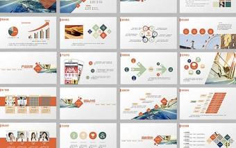 海上船只橙色扁平化商業計劃策劃書ppt