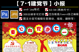 2021紅旗飄飄心向黨手抄報(bào)圖片