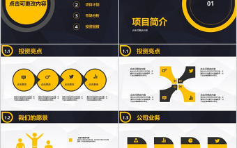 橙黑雙色簡約沉穩商業創業計劃書ppt模板