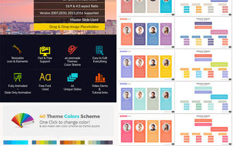 多種配色樹狀圖PPT模板素材