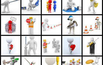 3d人物商務人士會議白色小人施工工地素材