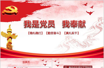 2017紅色我是黨員我奉獻匯報PPT模板