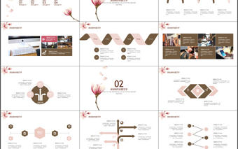 小清新花卉簡約實用匯報通用模板