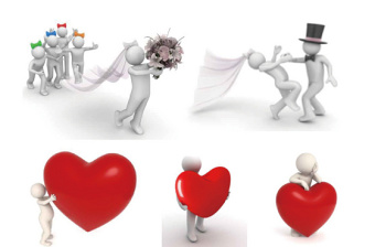 PPT素材卡通3D立体小人爱情结婚求婚-含多个ppt元素