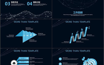 黑藍色科技感工作報告年終總結PPT模板