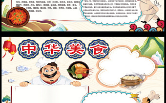 2021年中华美食小报厨师厨艺小报模板