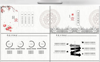 2019年古韻中國風條紋海浪商務計劃書PPT模板