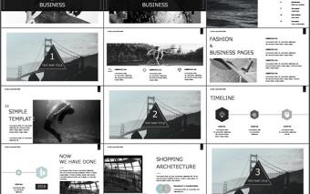 經典黑白灰歐美風格抽象創意PPT模版