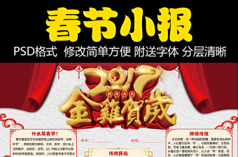 2022虎年春节手抄报图片电子草稿
