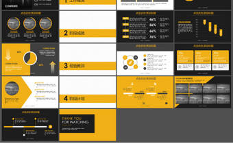 明亮黃黑對比配色大氣歐美風商務工作匯報ppt模板