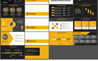 明亮黄黑对比配色大气欧美风商务工作汇报ppt模板