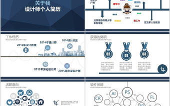 2018藍色立體簡約個人求職簡歷ppt