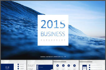 小清新流行背景音樂藍色海洋商務工作匯報ppt模板