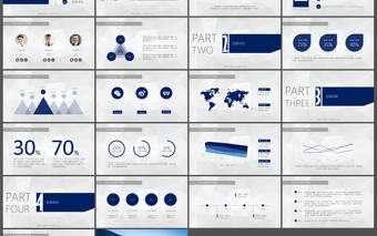小清新流行背景音樂藍色海洋商務工作匯報ppt模板