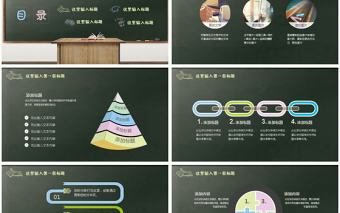創意卡通黑板教育培訓教學說課PPT模板
